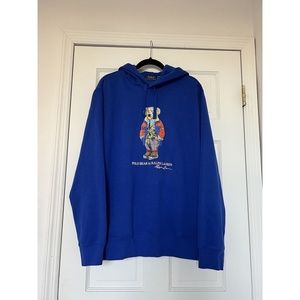 Polo Ralph Lauren RRL Classic Bear Fleece Hoodie Blue Men's XL NEW WITH TAGS